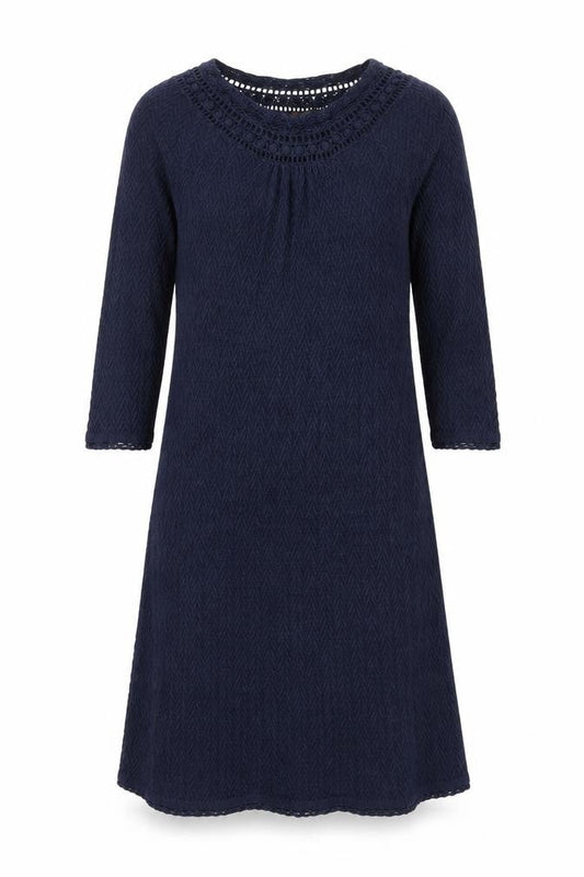 Phase Eight Womens Blue Cotton Jumper Dress Size 10 Round Neck Pullover