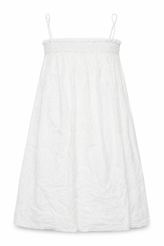 H&M Womens White Viscose Shift Size S Square Neck Pullover - Rouched