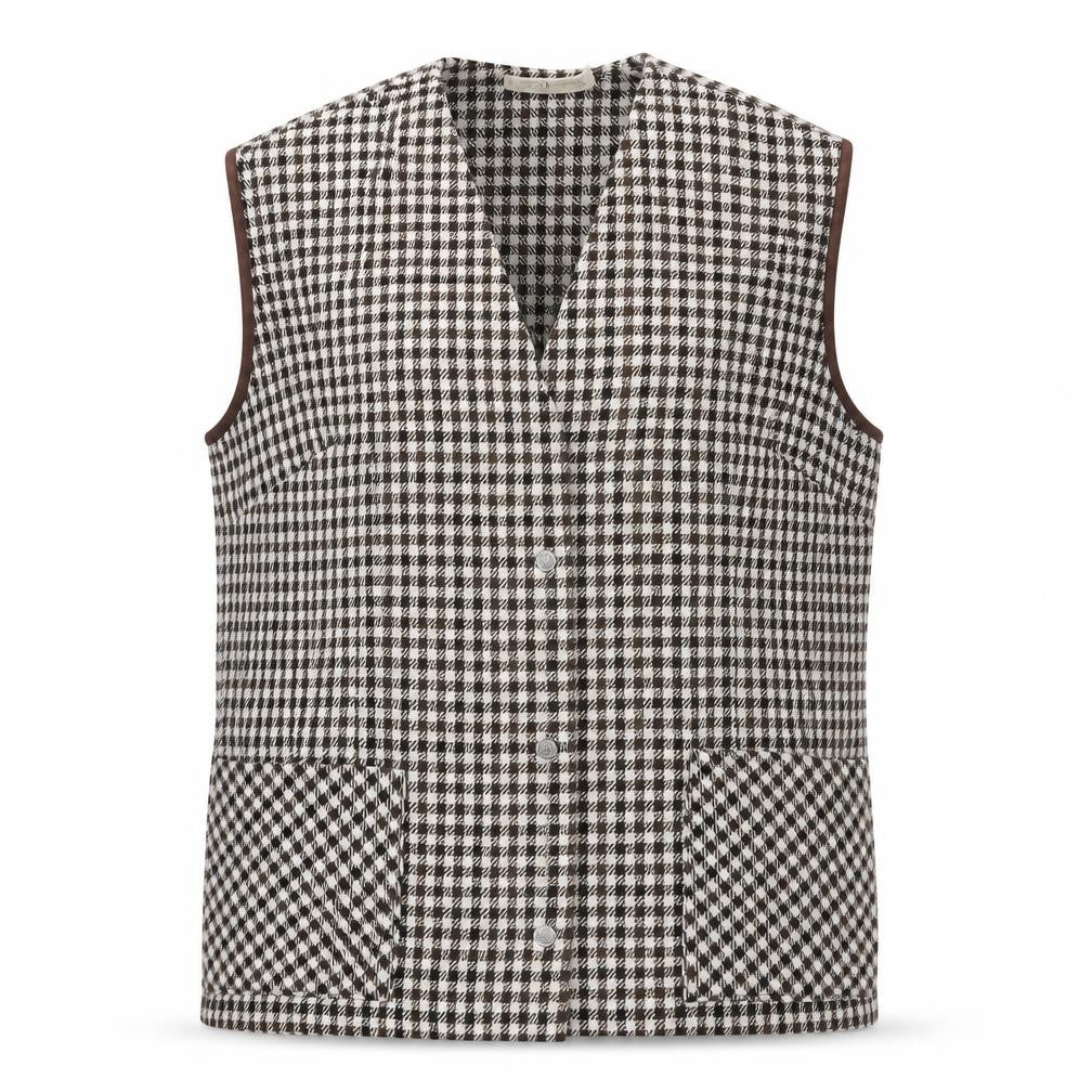 Swirla Womens Brown Check Jacket Waistcoat Size 18 Button - Houndstooth Vintage