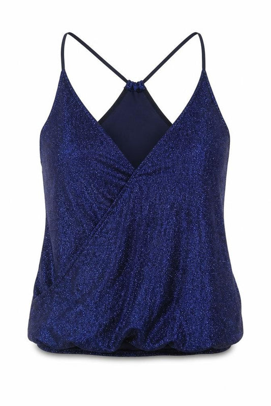 NEXT Womens Blue Viscose Camisole Blouse Size 6 V-Neck - Glitter Elasticated Hem