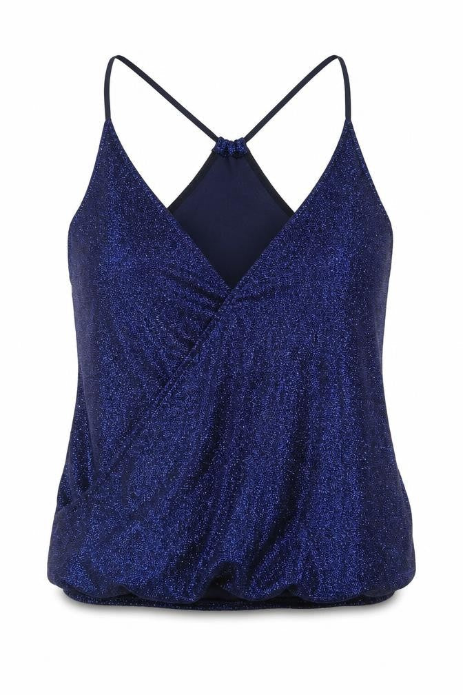 NEXT Womens Blue Viscose Camisole Blouse Size 6 V-Neck - Glitter Elasticated Hem