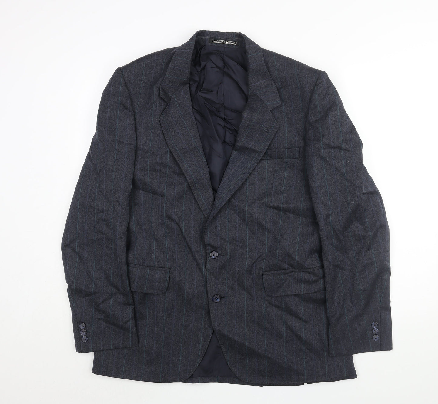 Benjamin Simon Mens Blue Striped Wool Jacket Suit Jacket Size 40 Regular