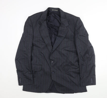 Benjamin Simon Mens Blue Striped Wool Jacket Suit Jacket Size 40 Regular