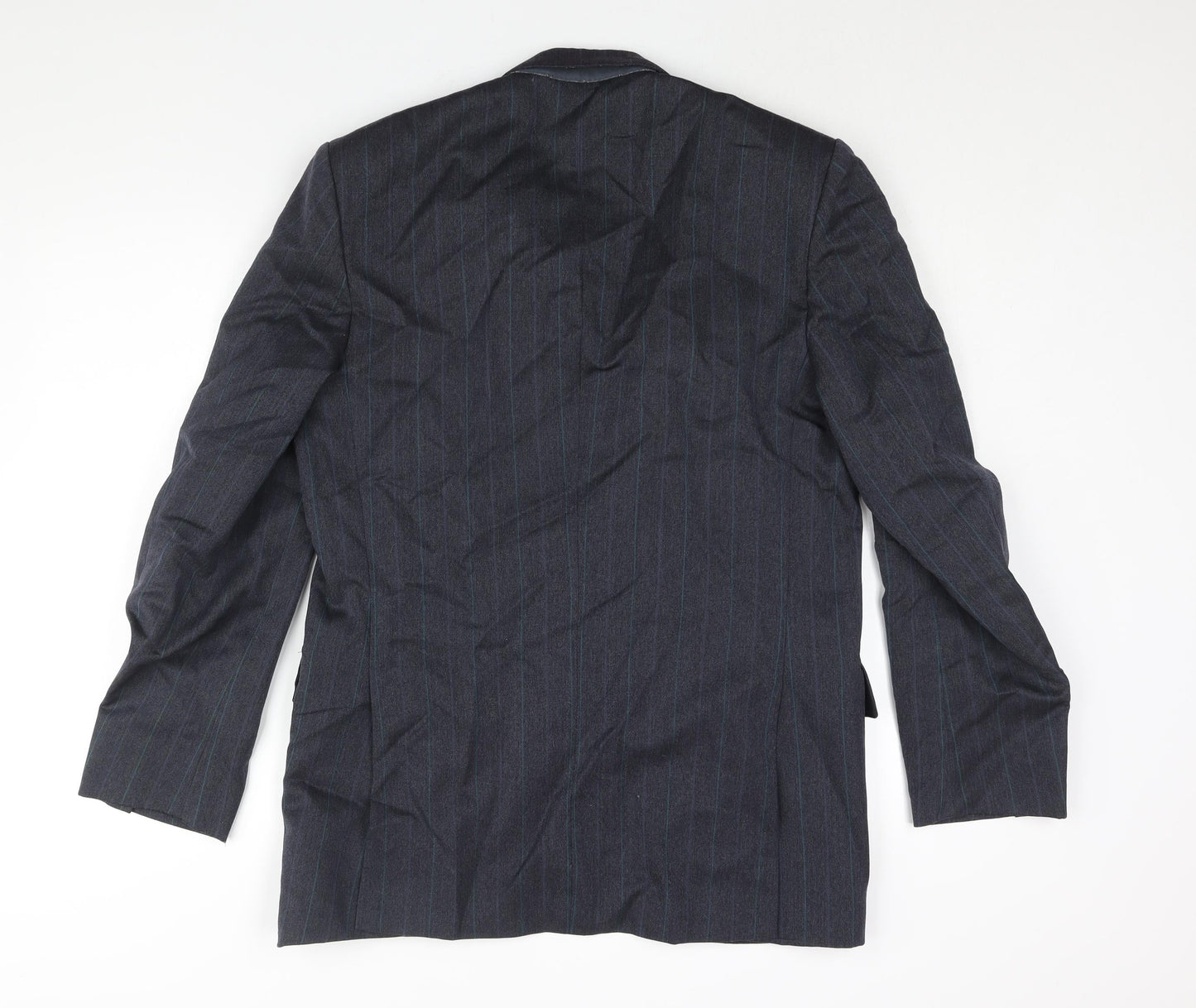 Benjamin Simon Mens Blue Striped Wool Jacket Suit Jacket Size 40 Regular