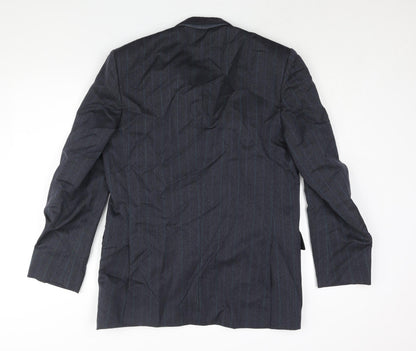 Benjamin Simon Mens Blue Striped Wool Jacket Suit Jacket Size 40 Regular