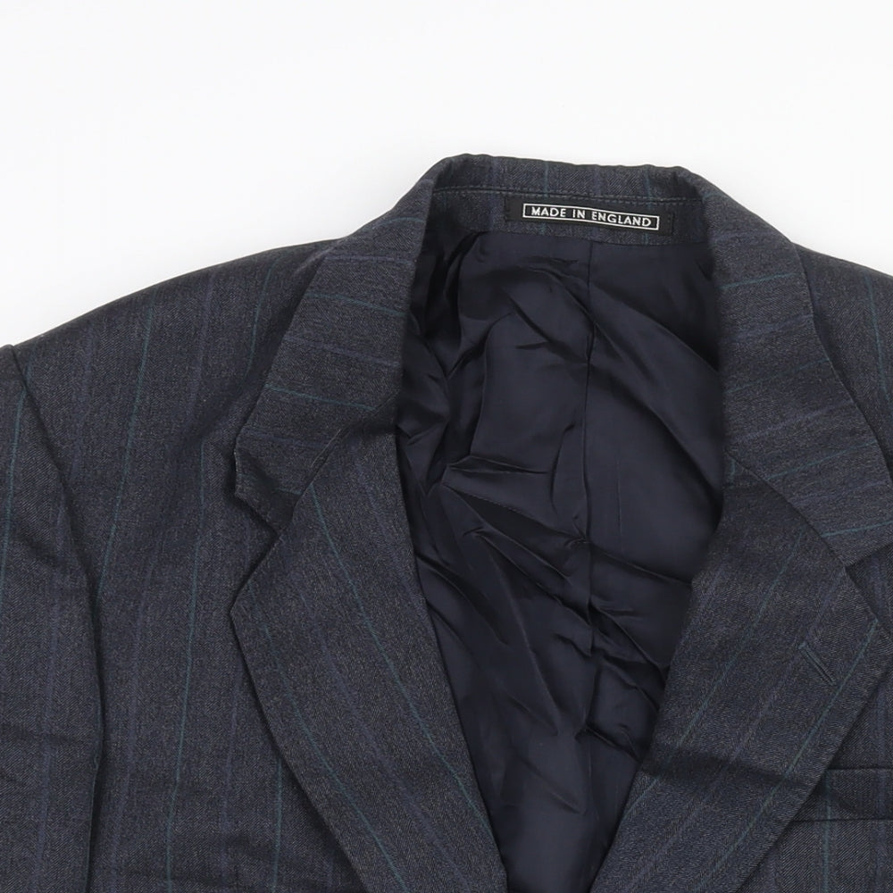 Benjamin Simon Mens Blue Striped Wool Jacket Suit Jacket Size 40 Regular