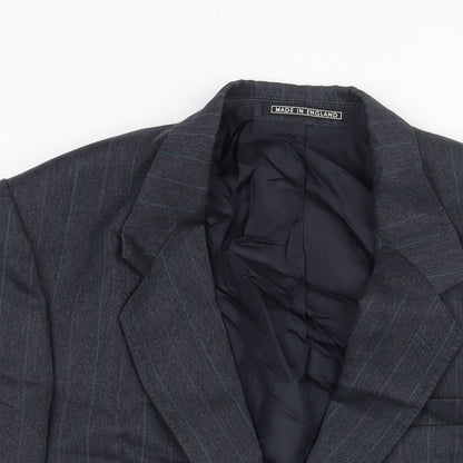 Benjamin Simon Mens Blue Striped Wool Jacket Suit Jacket Size 40 Regular