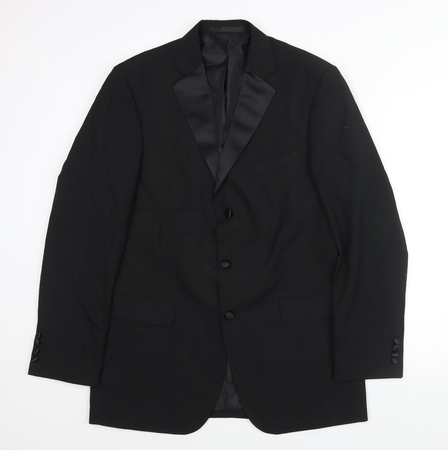 Marks and Spencer Mens Black Polyester Tuxedo Suit Jacket Size 40 Regular - Satin Lapel