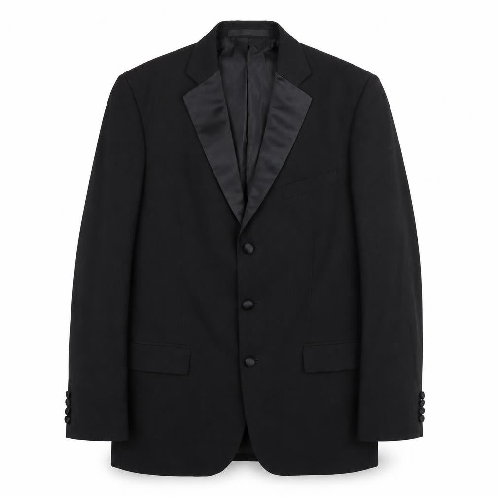 Marks & Spencer Mens Black Polyester Tuxedo Suit Jacket Size 40 Regular - Satin Lapel