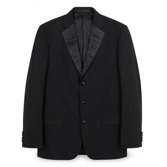 Marks & Spencer Mens Black Polyester Tuxedo Suit Jacket Size 40 Regular - Satin Lapel