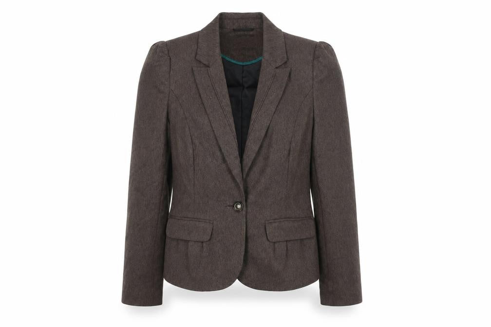 NAM & Co Womens Brown Herringbone Polyester Jacket Suit Jacket Size 10