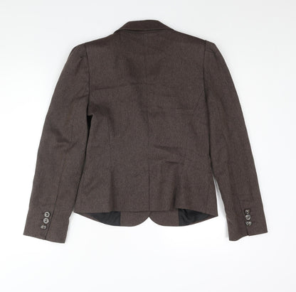 Back view of NAM & Co women’s brown herringbone polyester jacket suit jacket, size UK 10