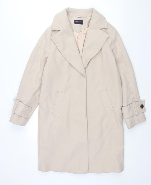 Marks and Spencer Womens Ivory Overcoat Coat Size XS Snap
