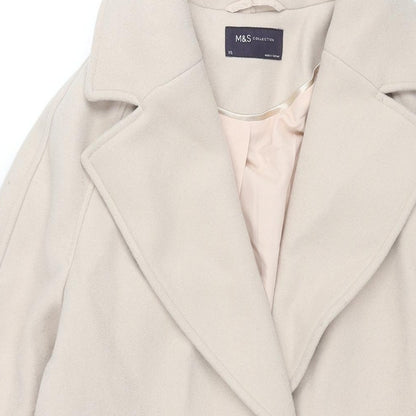 Marks & Spencer Womens Ivory Overcoat Coat Size XS Snap