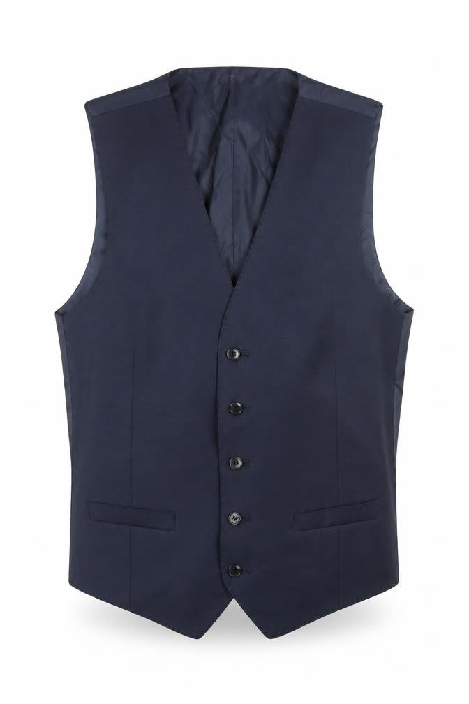 Marks & Spencer Mens Blue Polyester Jacket Suit Waistcoat Size 38 Regular