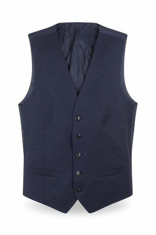 Marks & Spencer Mens Blue Polyester Jacket Suit Waistcoat Size 38 Regular