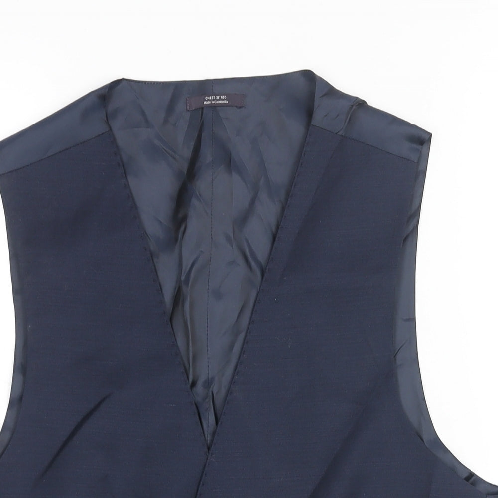 Marks and Spencer Mens Blue Polyester Jacket Suit Waistcoat Size 38 Regular