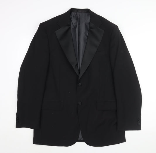 Marks and Spencer Mens Black Polyester Tuxedo Suit Jacket Size 40 Regular - Satin Lapel
