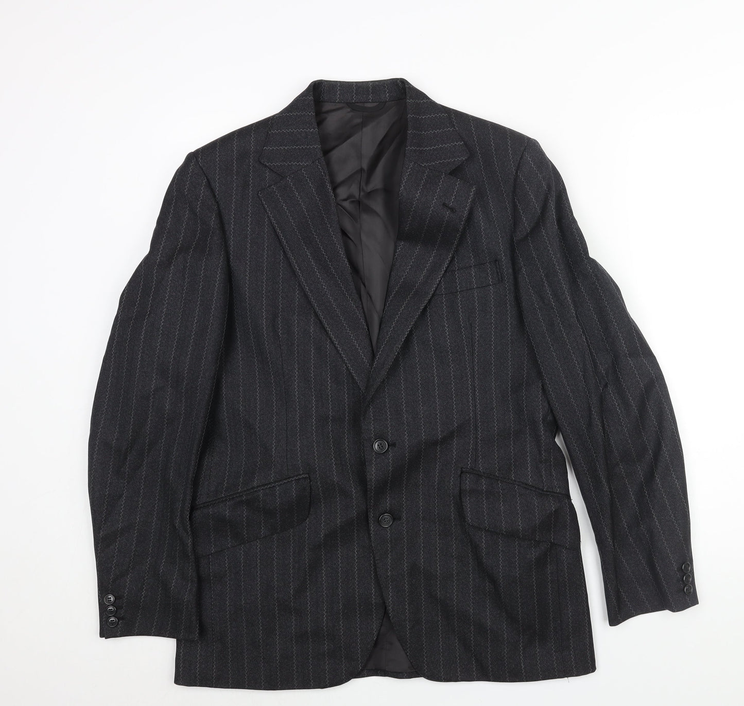 Rackhams Mens Black Striped Wool Jacket Suit Jacket Size 38 Regular