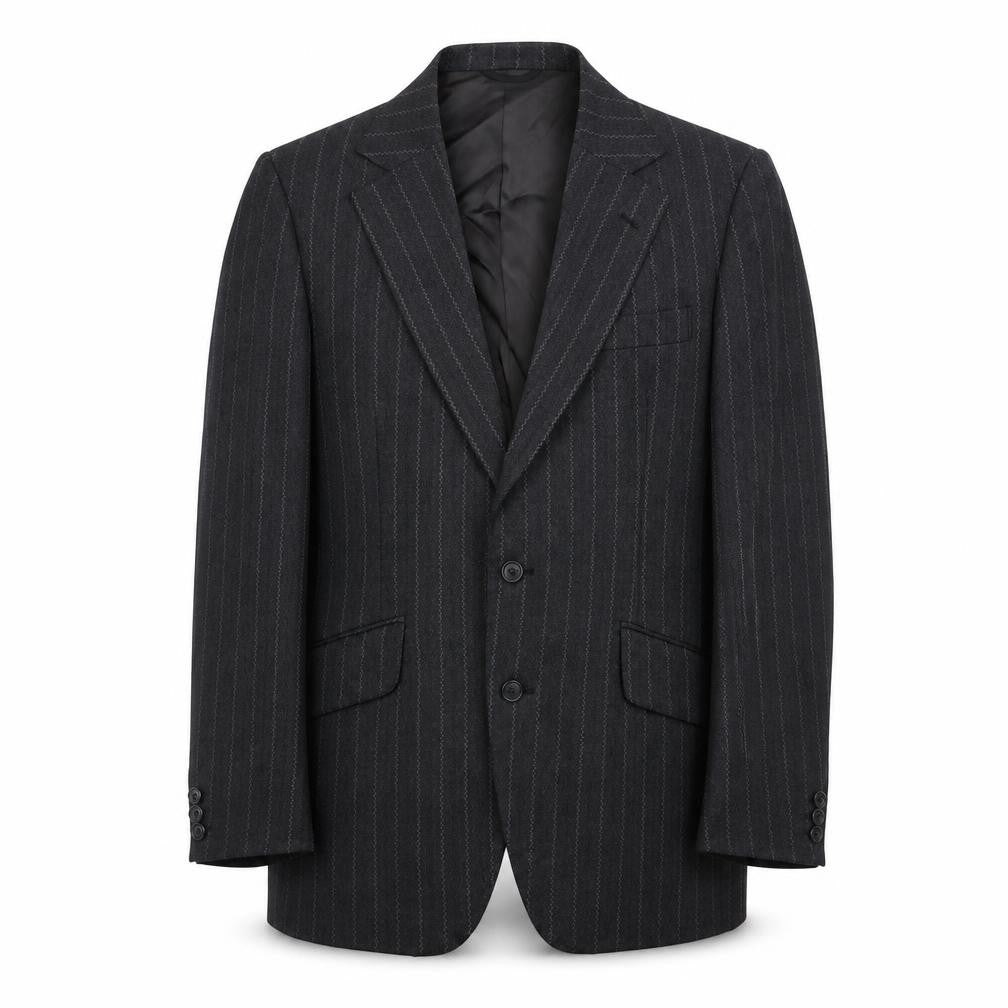 Rackhams Mens Black Striped Wool Jacket Suit Jacket Size 38 Regular
