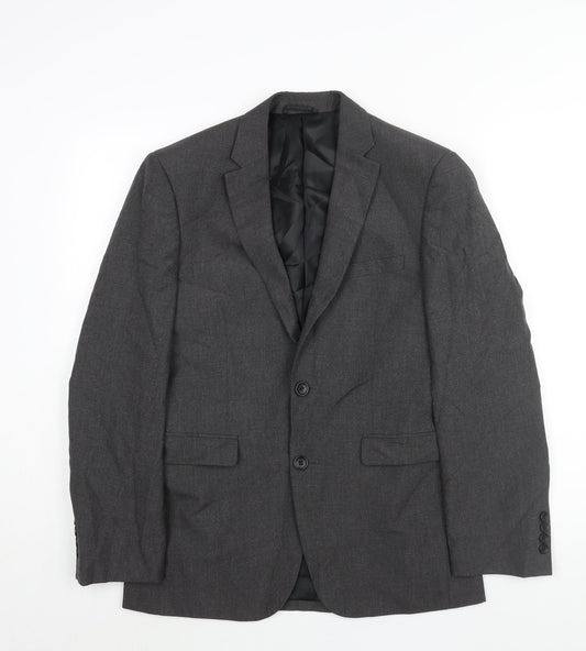 Burton Mens Grey Polyester Jacket Suit Jacket Size 36 Regular