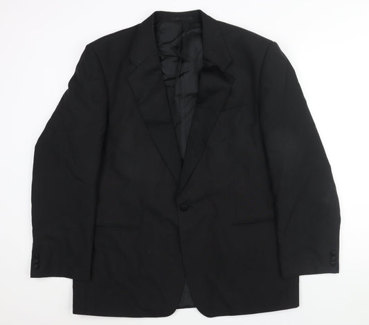 St Michael Mens Black Polyester Tuxedo Suit Jacket Size 44 Regular - Satin Lapel