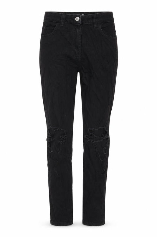 Parisian Womens Black Cotton Tapered Jeans Size 8 L27 in Regular Zip