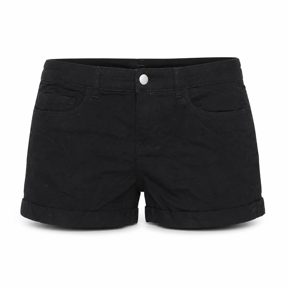 H&M Womens Black Cotton Boyfriend Shorts Size 8 Regular Zip