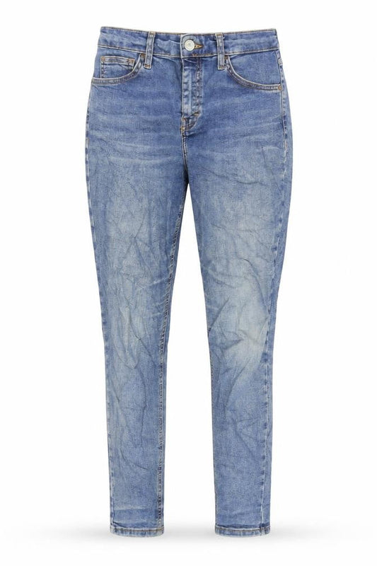 Topshop Womens Blue Cotton Blend Tapered Jeans Size 28 in L30 in Regular Zip