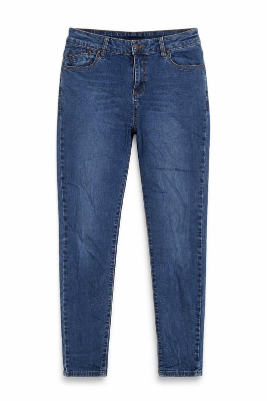 New Look Womens Blue Cotton Blend Skinny Jeans Size 12 L24.5 in Regular Zip