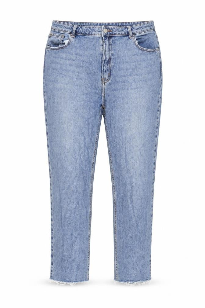 Denim & Co. Womens Blue Cotton Blend Straight Jeans Size 14 L26 in Regular Zip - Raw Hem