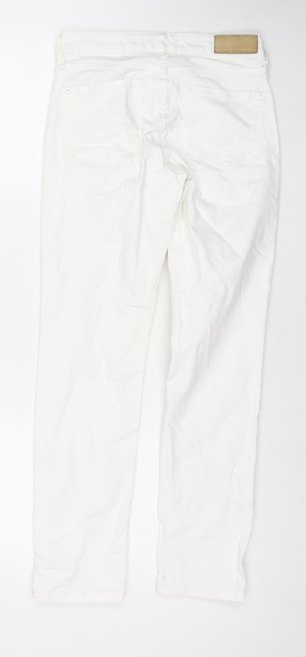 Marks and Spencer Womens White Cotton Skinny Jeans Size 6 L27 in Regular Zip
