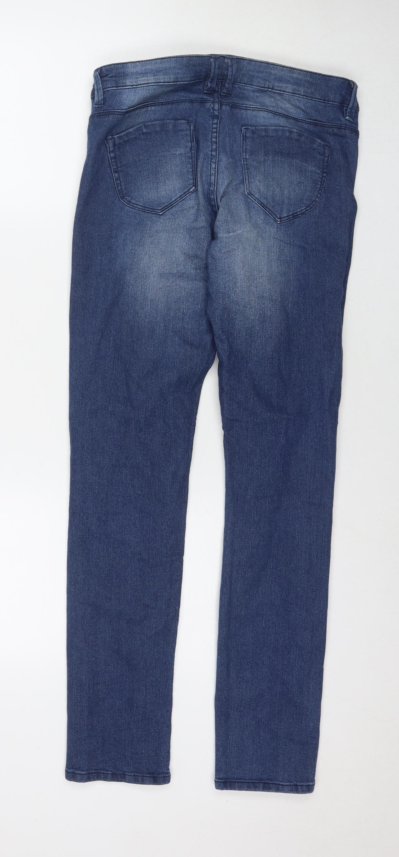 Denim & Co. Womens Blue Cotton Skinny Jeans Size 6 L28 in Regular Zip