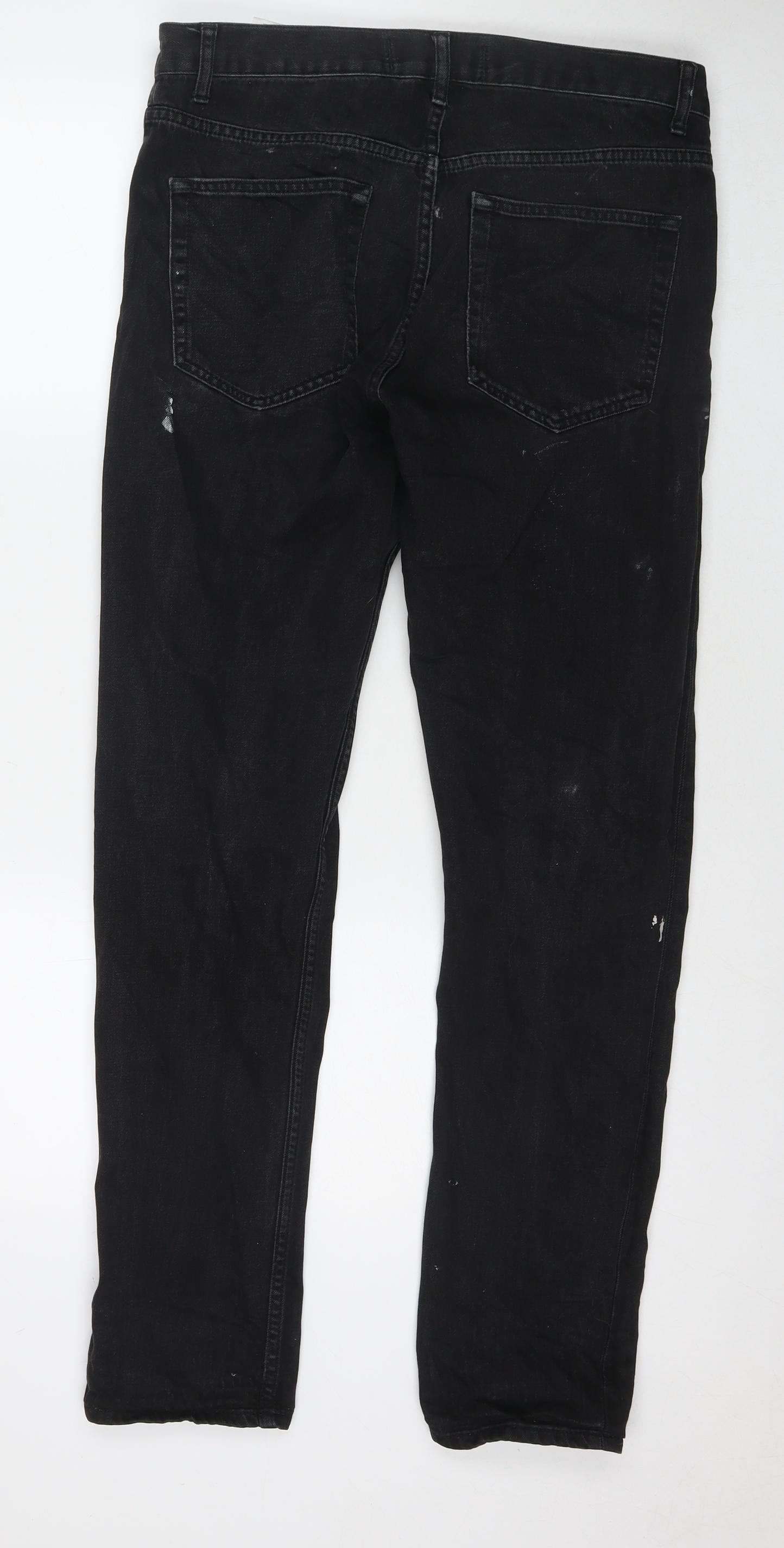 Topman Mens Blue Cotton Skinny Jeans Size 34 in L31 in Regular Zip