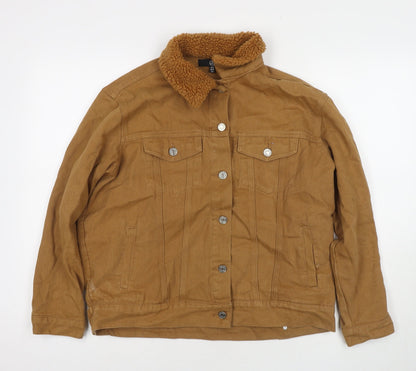 Additional front view of Missguided women’s brown jacket, size UK 10, button