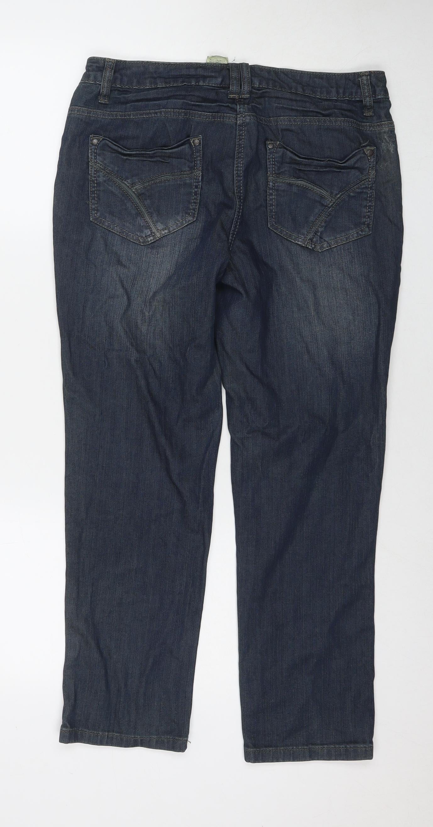 Camaieu Womens Blue Cotton Straight Jeans Size 12 L26 in Regular Zip