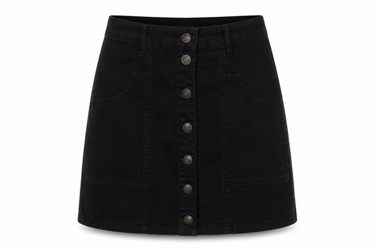 Stradivarius Womens Black Cotton A-Line Skirt Size 6 Zip