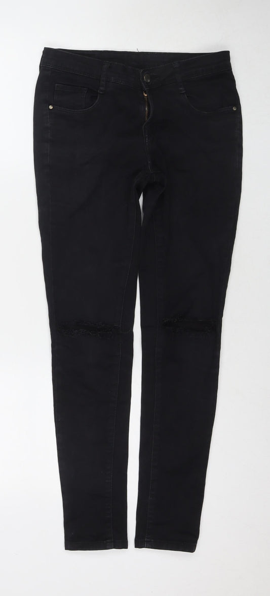 And Jeans Womens Black Cotton Skinny Jeans Size 8 L28 in Regular Zip
