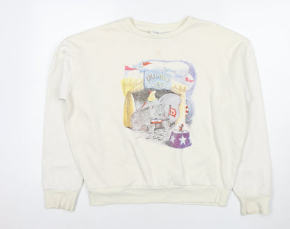 Preloved Disney Womens Ivory Cotton Pullover Sweatshirt Size XS Pullover - Dumbo - Front