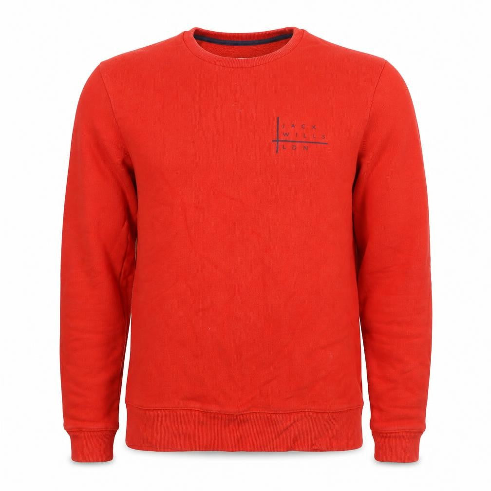 Jack Wills Mens Red Cotton Pullover Sweatshirt Size S - Logo