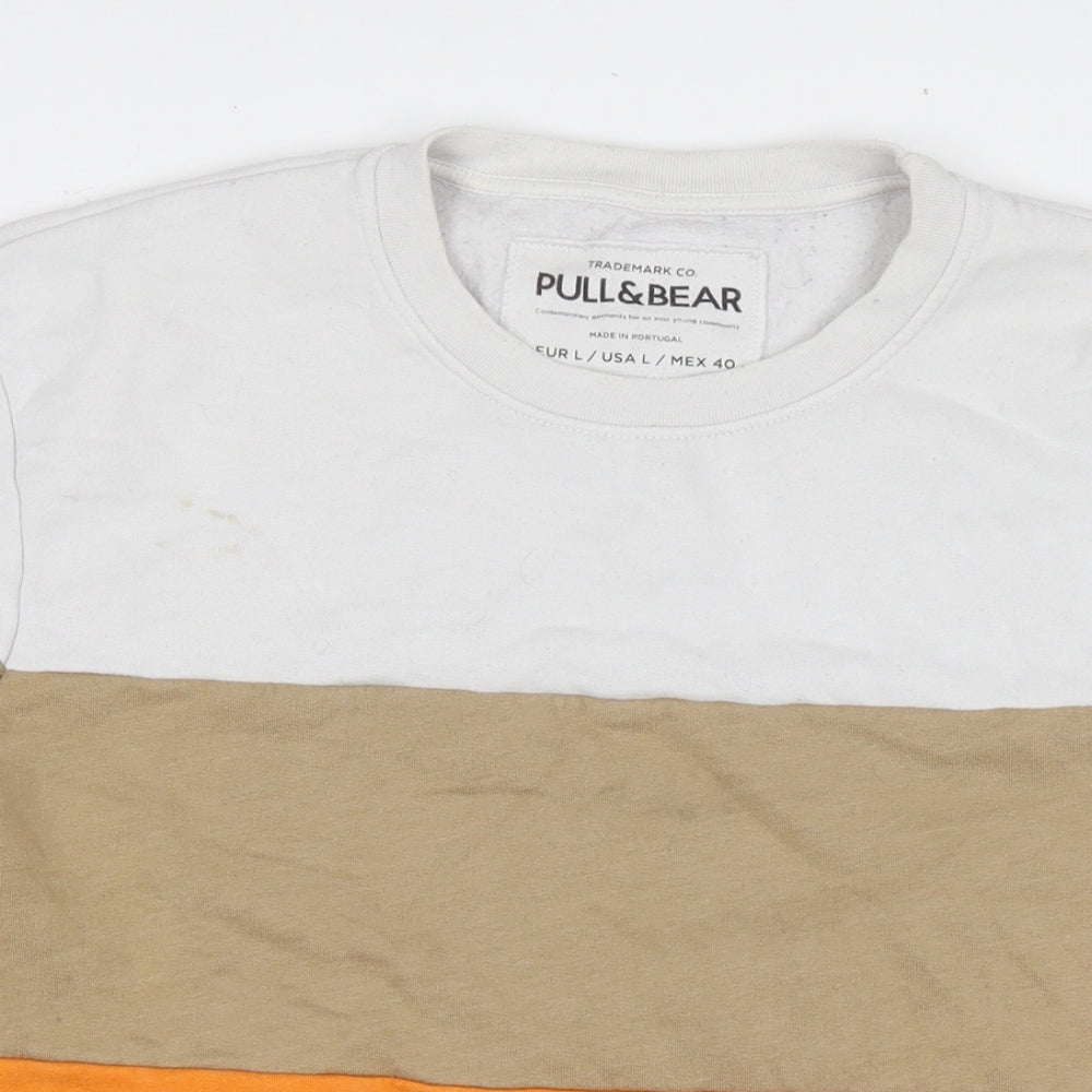 Pull&Bear Womens Multicoloured Colourblock Cotton Pullover Sweatshirt Size L Pullover