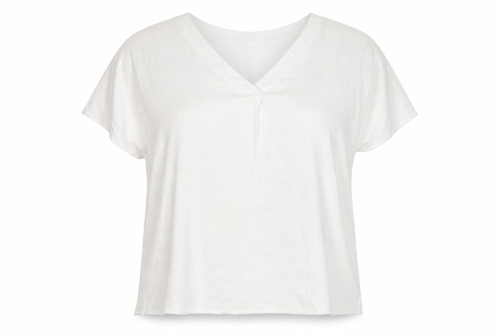 Cerulean Collection Womens White Viscose Basic T-Shirt Size 2XL V-Neck