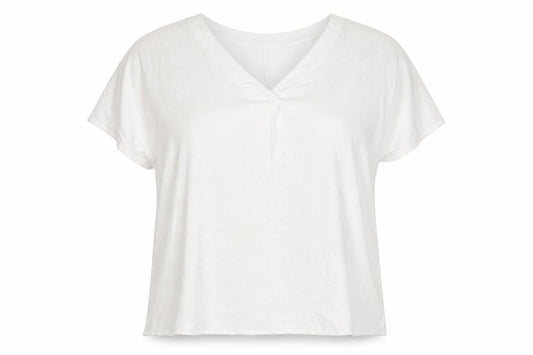 Cerulean Collection Womens White Viscose Basic T-Shirt Size 2XL V-Neck