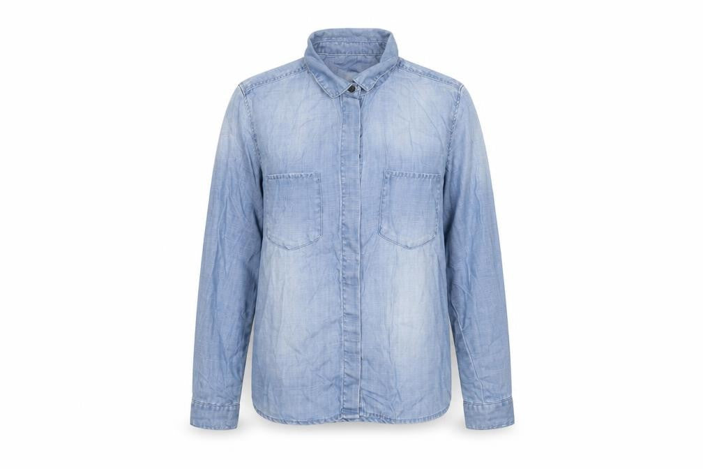 H&M Womens Blue Lyocell Basic Button-Up Size 6 Collared