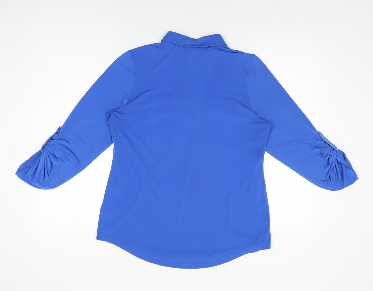 Jones New York Womens Blue Polyester Basic T-Shirt Size S Collared