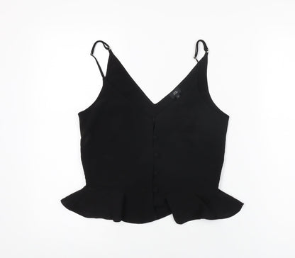 River Island Womens Black Polyester Basic T-Shirt Size 8 V-Neck