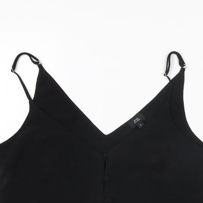 River Island Womens Black Polyester Basic T-Shirt Size 8 V-Neck