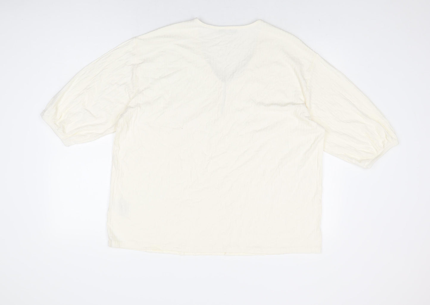 Very Womens Ivory Viscose Basic T-Shirt Size 18 V-Neck