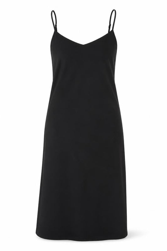 H&M Womens Black Polyester Slip Dress Size S V-Neck Pullover