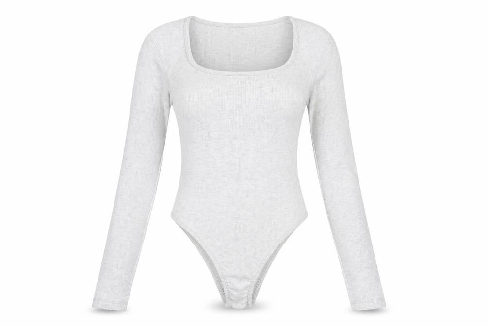 PRETTYLITTLETHING Womens Grey Cotton Bodysuit One-Piece Size 4 Snap